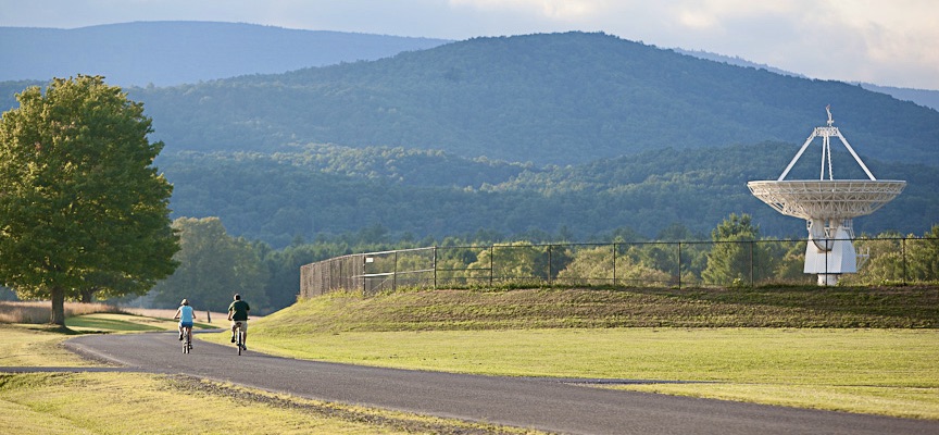image of bicyclists at the Green Bank Observatory