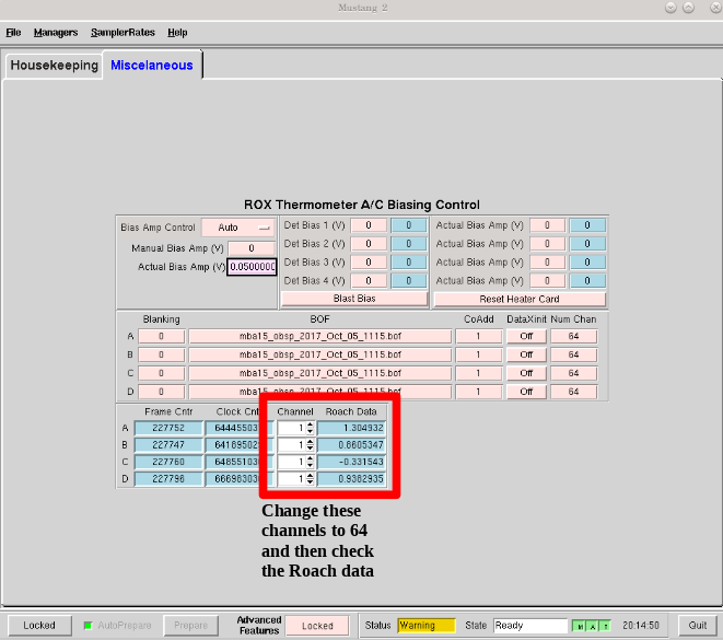 Checking roach data channels