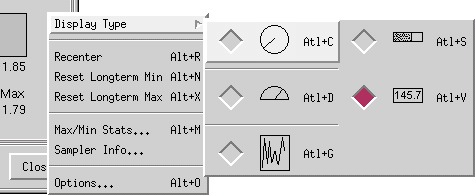 Popup sampler gadget option menu